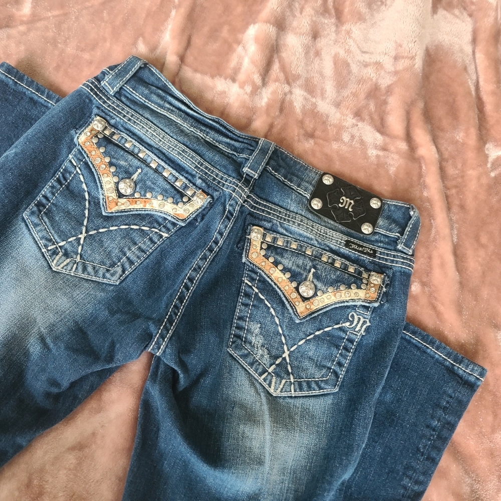 🔴SOLD🔴 Vintage Miss Me low rise embellished boot cut jeans size 30